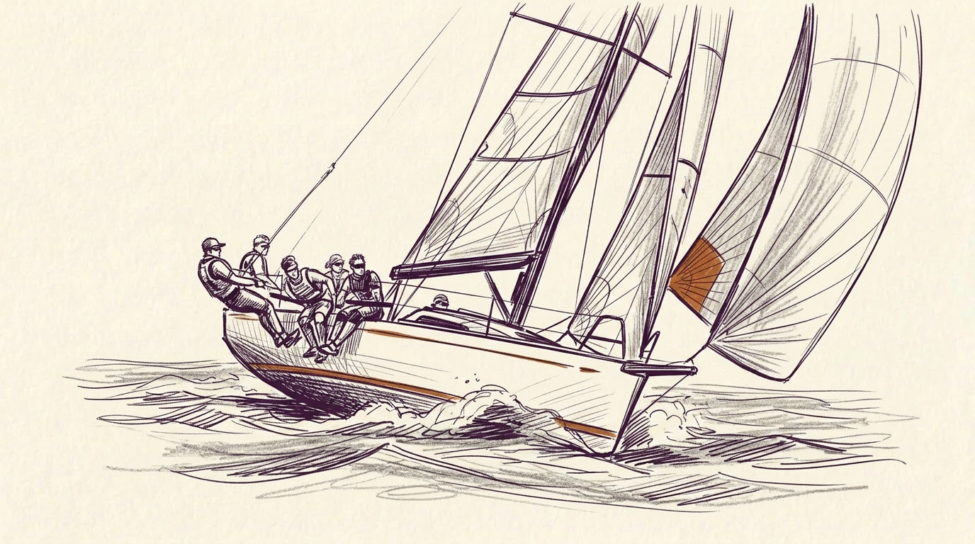 Sailing yacht navigating open water